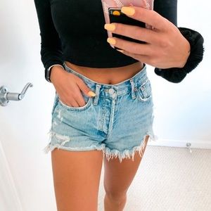 AGOLDE Parker Distressed Denim Shorts - 24